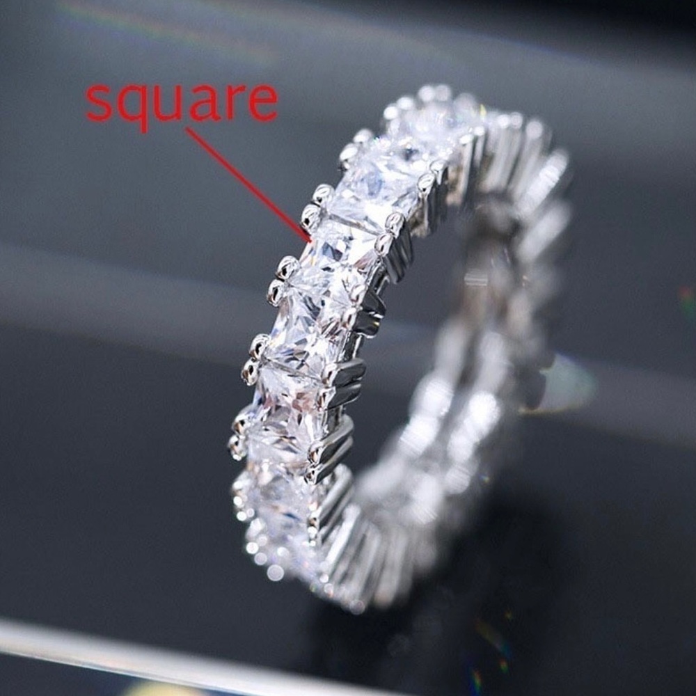 Gorgeous Crystal Princess Cut Eternity Band - Picture 2 of 7
